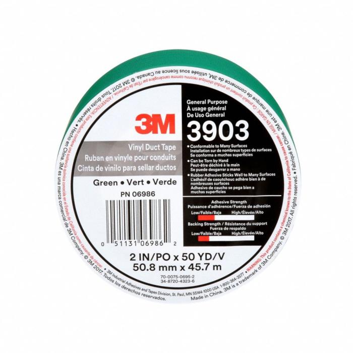 Pack-n-Tape  3M 3903 Vinyl Duct Tape White, 3 in x 50 yd 6.3 mil
